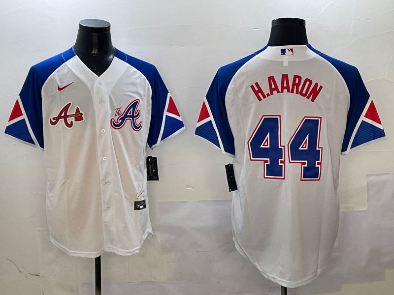 Men Atlanta Braves #44 H.Aaron White City Edition 2025 Nike MLB Jersey style 8